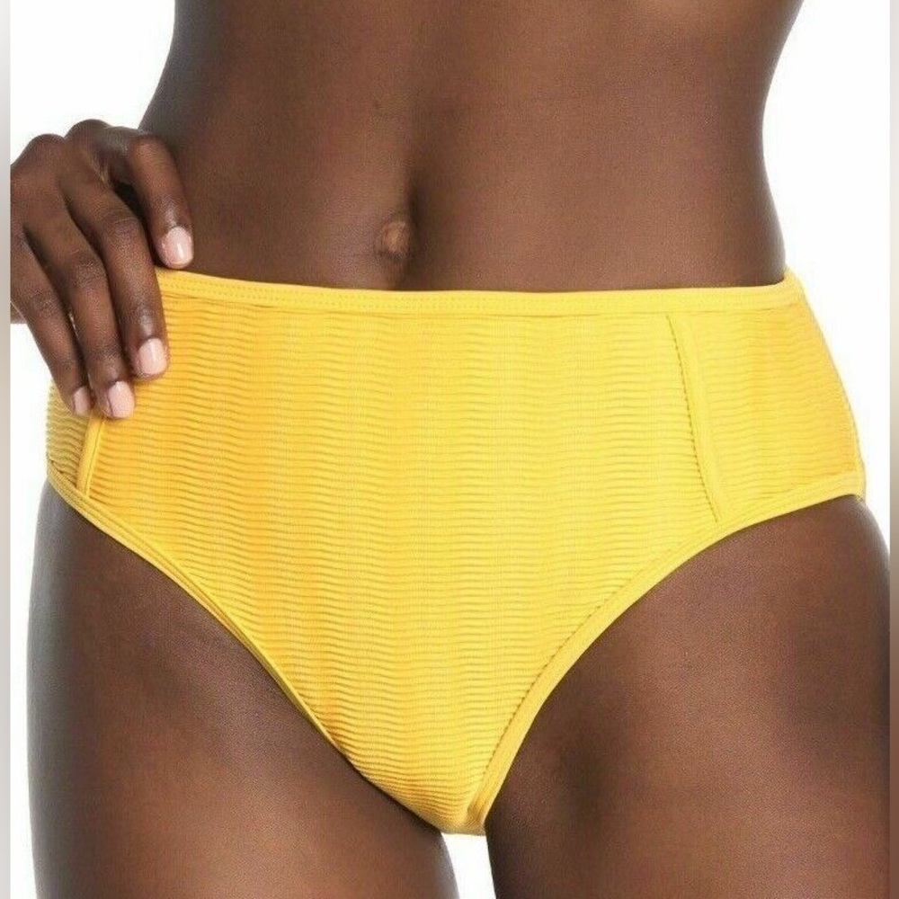 Nicole Miller Yellow‎ Ribbed Swim Bottom Size 8